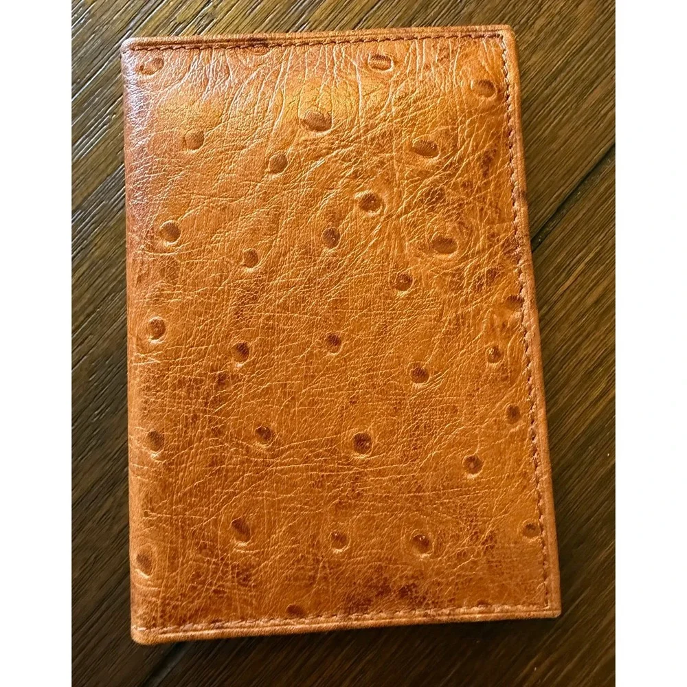 Stafford Executive Mens Trifold Wallet Tan Brown Ostrich Embossed Leather New